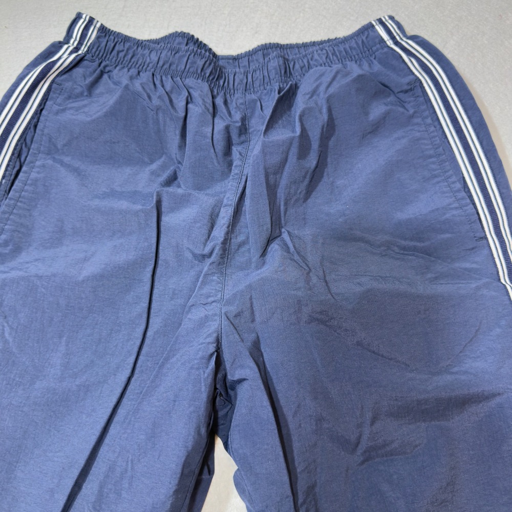 Reebok Track Pants Mens Medium Navy Blue Excellent Vintage Striped Nylon Joggers